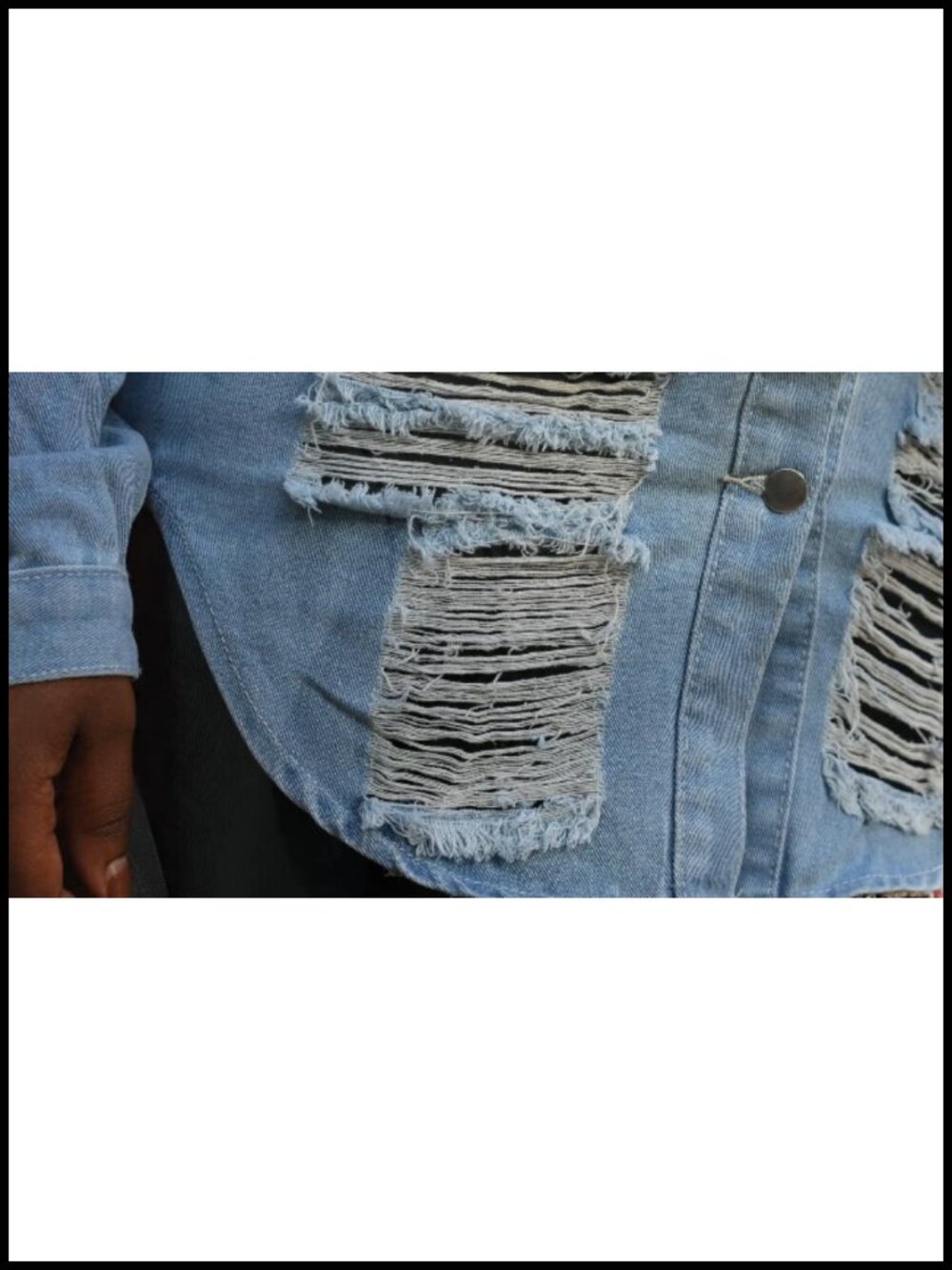 Women's Long Sleeve Classic Trucker Denim Jacket with Pocket - Picture 6 of 6